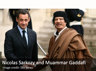 Nicolas Sarkozy and Muammar Gaddafi Nicolas Sarkozy and Muammar Gaddafi