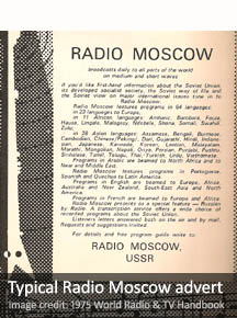 Typical Cold-War-era advert of Radio Moscow 