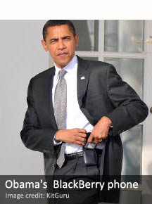 US President Barack Obama and his BlackBerry phone