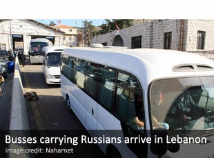 Busses carrying Russians arrive in Lebanon