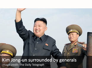 Kim Jong-un surrounded by generals