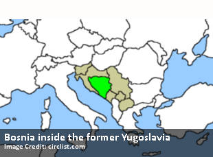 Bosnia inside the former Yugoslavia