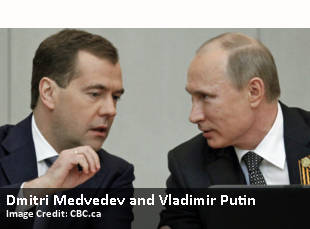Dmitri Medvedev and Vladimir Putin