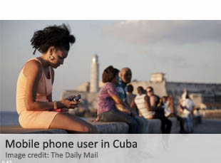 Cell phone user in Cuba
