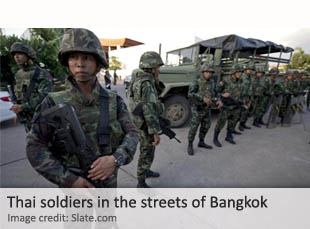 Thai troops in the streets of Bangkok