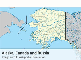 Russia, Alaska, Canada