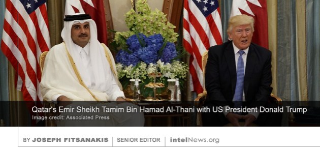 Qatar’s Emir Sheikh Tamim Bin Hamad Al-Thani with US President Donald Trump 